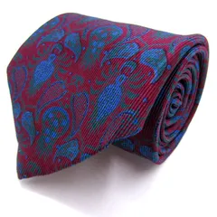 ランバン ブランド ネクタイ 総柄 ペイズリー 幾何学模様 シルク フランス製 PO メンズ ワインレッド LANVIN 【中古】