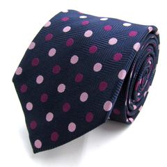 メイル&コー ブランド ネクタイ ストライプ柄 ドット グラデーション シルク PO メンズ ネイビー MALE & Co 【中古】