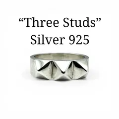 【洗練されたフォルム】HAN CHOLO 三連スタッズ Silver 925 刻印 Design Ring シルバー デザイン リング 18号 ユニセックス パンク ロック モード LAストリート MADE IN USA アメリカ