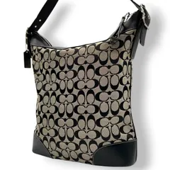 コーチ COACH ショルダーバッグ クロスボディ 斜め掛け可 シグネチャー 6345 キャンバス レザー 本革 ブラック グレー A4収納可 大容量 通勤 通学 Y2K ビンテージ レディース メンズ ユニセックス 鞄 カバン カジュアル U9