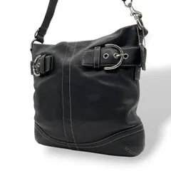 【美品】コーチ COACH ソーホー レザー ショルダーバッグ 斜め掛け クロスボディ ブラック 黒 ホワイトステッチ バックル 本革 シルバー金具 1454 H05S ヴィンテージ カジュアル レディース 鞄 カバン 通勤 通学 お出かけ s97