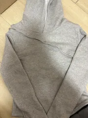 斜めボーダー ボタン オープンショルダー 起毛 フードTシャツ