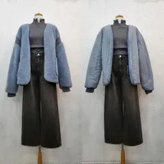 新品 リバーシブルボア ブルゾン F