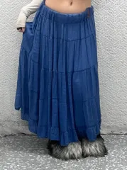 ヴィンテージ森ガール 밴딩 華奢 チュール ロング丈スカート 30インチ C08418