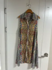 (日本 ヴィンテージ)ノースリーブ ロング ブラウス ONE PIECE