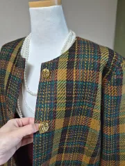 ハイクオリティ LINE 色 カラー芸術 CHECK ルーズフィット ウールジャケット