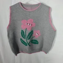 フラワーパータン ニット ベスト