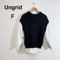 Ungrid アングリッド バックレースアップニット シャツドッキング ブラック ニットベスト レースアップ クルーネック 大人カジュアル カジュアル F