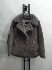 ルナコアース リアル ウール ハーフ コート ジャケット テーラードカラー グレー S