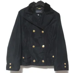 美品 VERSUS ヴェルサス ジャンニヴェルサーチ キルティング裏地 ウエストギャザー ボアカラー ダブルブレスト ジャケット 28/42 レディース 古着 中古 USED