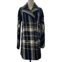 良品 MARNI マルニ チェック柄 ミックス ウール ツイード ダブルブレスト チェスターコート 38 ネイビー レディース 古着 中古 USEDのサムネイル
