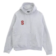 STUSSY ステューシー アーチロゴ Sロゴ フロント バック プリント プルオーバー パーカー フーディー グレー系 S【中古】