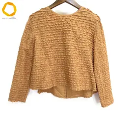 #au カネコイサオ KANEKO ISAO ブラウス 茶系 ピコフリル 長袖 カットソー くるみボタン バックボタン ヴィンテージ [970980] k01のサムネイル