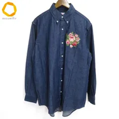 #au ワンダフルワールド WONDERFUL WORLD カネコイサオ KANEKO ISAO 長袖 デニム シャツ バラ 薔薇 刺繍  ユニセックス [970996] k01のサムネイル