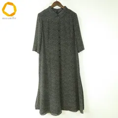 #a レリアン Leilian ワンピース ロング 15+ 黒 オフホワイト系 総柄 ドット柄 七分袖 大きいサイズ 日本製 レディース [985665] k01