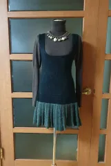 (新品) 起毛ニット プリーツ ニットONE PIECE