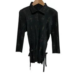 美品 PLEATS PLEASE ISSEY MIYAKE プリーツプリーズ イッセイミヤケ 雪の結晶 エンブロイダリーシャツ PP53-JJ722 サイズ3 ブラック レディース 古着 中古 USED 美品 PLEATS PLEASE ISSEY MIYAKE プリーツプリーズ イッセイミヤケ 雪