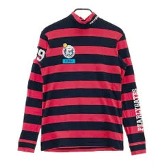 サイズ：5 PEARLY GATES パーリーゲイツ  ハイネック 長袖Tシャツ ニコちゃん ボーダー柄 レッド系 [240101654645] ゴルフウェア メンズ ストスト