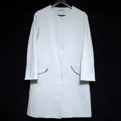 美品 FOXEY NEW YORK フォクシーニューヨーク コレクション フラウンス ポケット ノーカラーコート 39682 サイズ38 ライトブルー レディース 古着 中古 USEDのサムネイル