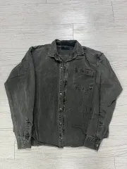 ヴィンテージ ウォッシュ 長袖 シャツ グレー