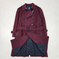 BURBERRY LONDON　トレンチコート　ノバチェック　ウール　レザーベルト　ワインレッド　LL