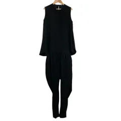 美品 YOKO CHAN ヨーコチャン ノースリーブ ジャンプスーツ オールインワン size38 ブラック レディース 古着 中古 USED