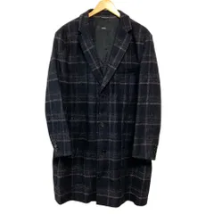 美品 HUGO BOSS ボス ヒューゴボス チェック チェスターコート サイズUK54 ブラック メンズ 古着 中古 USEDのサムネイル