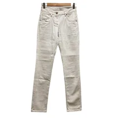 美品 22AW BRUNELLO CUCINELLI ブルネロクチネリ モニーレ装飾 スリムデニムパンツ I36 アイボリー レディース 古着 中古 USED