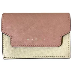 未使用 MARNI マルニ マルチカラー コンパクトウォレット 三つ折り財布 ピンク ベージュ アイボリー レディース 古着 中古 USED