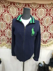 ポロラルフローレン 00s ビックポニー コットン ニット ジップアップ ジャケット