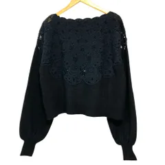 美品 TEN. by LA BELLE ETUDE ラベルエチュード Centripetal crochet kint クロシェレース ニットセーター ETBDB255001 F ブラック レディース 古着 中古 USEDのサムネイル