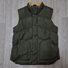 トミーヒルフィガー デニム メンズ ダウン カーキ ベスト L(100)