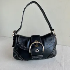Coach Vintage Small Soho Black Leather Shoulder Bag w/Contrast Stitching
