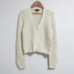 美品 25SS Theory セオリー VNK CABLE CARDI ROUNDED COTTON ケーブル カーディガン Sサイズ オフホワイト レディース 古着 中古 USED