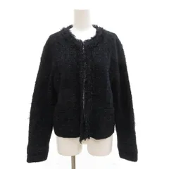 ジェイプレス J.PRESS 美品 ノーカラージャケット L フリンジ ツイード 紺 ネイビー /AE ■GY60