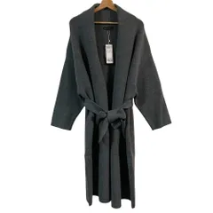 未使用 23区 ニジュウサンク PAPI FABIO カシミヤブレンド ウールニット ベルテッドコート 大きいサイズ46 グレー レディース 古着 中古 USED