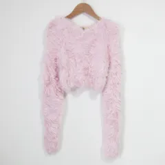 美品 AMBUSH アンブッシュ フェイクファー クロップド シャギーニット XSサイズ ピンク レディース 古着 中古 USEDのサムネイル