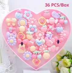 キッズリング 36個セット 女の子 指輪 子供 アクセサリー お花 ハート フルーツ 可愛いリングP_5