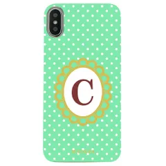 【新品未使用】Xperia Ace III SO-53C SOG08 クリア ハードケース ( 水玉模様  イニシャルC) ミント ドット 水玉 イニシャル アルファベット