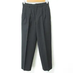 良品 80’S COMME des GARCONS HOMME コムデギャルソンオム ヴィンテージ デカオム ウール ツータック テーパードパンツ S グレー メンズ 古着 中古 USED
