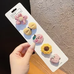 【数量限定】(E) 5点セット 可愛い ヘアアクセサリー 前髪クリップ 果物 花 サイドクリップ リボン 女の子 子供 キッズ 髪飾り 髪留め 赤ちゃん ベビー ヘアクリップ