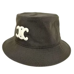 セリーヌ 帽子 ユニセックス トリオンフ バケットハット ファッションアイテム Sサイズ CELINE 2AUE5968P コットン    カーキ 美品【中古品】
