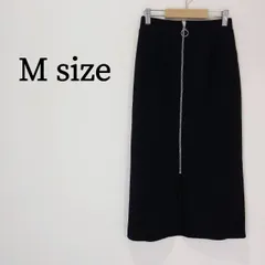 レディース スカート ロング タイト フロントジッパー スリット フロントスリット ブラック リング状 M