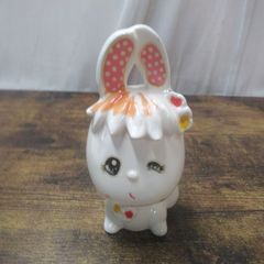 昭和レトロ ウサギ 陶器 花の装飾 貯金箱 置物 大【最終価格 値下げ