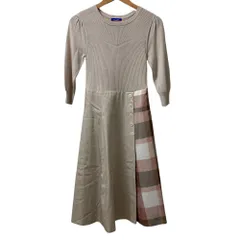 未使用 22SS BLUE LABEL CRESTBRIDGE ブルーレーベルクレストブリッジ ソフティーツイル ニットコンビ ワンピース サイズ36 ベージュ レディース 古着 中古 USED