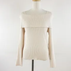イング INGNI ニット 長袖 オフショル リブ ライトベージュ M *T184