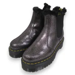 未使用 Dr. Martens ドクターマーチン QUAD FL グリッター チェルシー ムートンブーツ 2976 UK6 約25cm メタリックカラー ブラック レディース 古着 中古 USED
