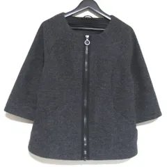 美品 GOLDBERGH ゴールドバーグ ジップアップ ノーカラージャケット ボンディングジャケット サイズ40 チャコールグレー レディース 古着 中古 USED