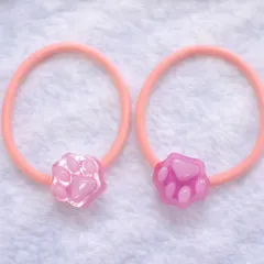【ヘアゴム 2個セット】猫 肉球  ピンク かわいい ヘアアクセサリー キッズ 大人 韓国風 髪ゴム