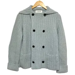 美品 LANVIN ランバン ファーストライン チャンキーニット ダブルジャケット TSサイズ ブルー レディース 古着 中古 USEDのサムネイル